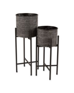DECO WAVES BUCKET PLANT STAND SET/2