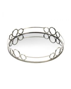 SILVER CIRCLES MIRRORED TRAY